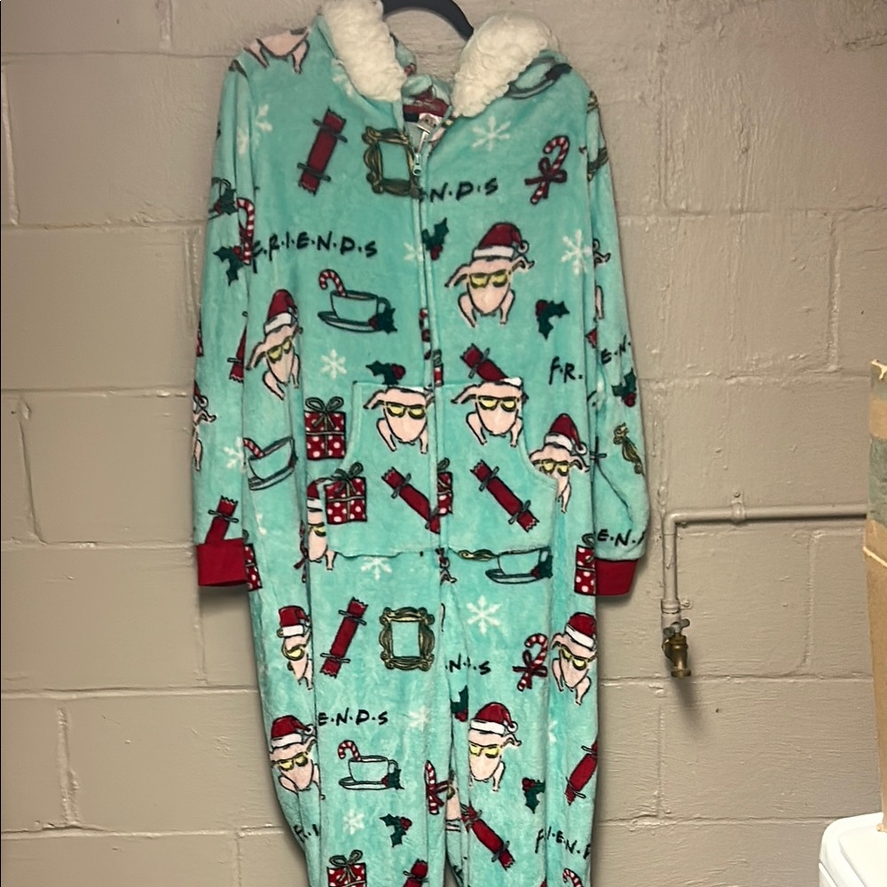 Cozy Friends Themed Adult Pajamas - Blue and Red